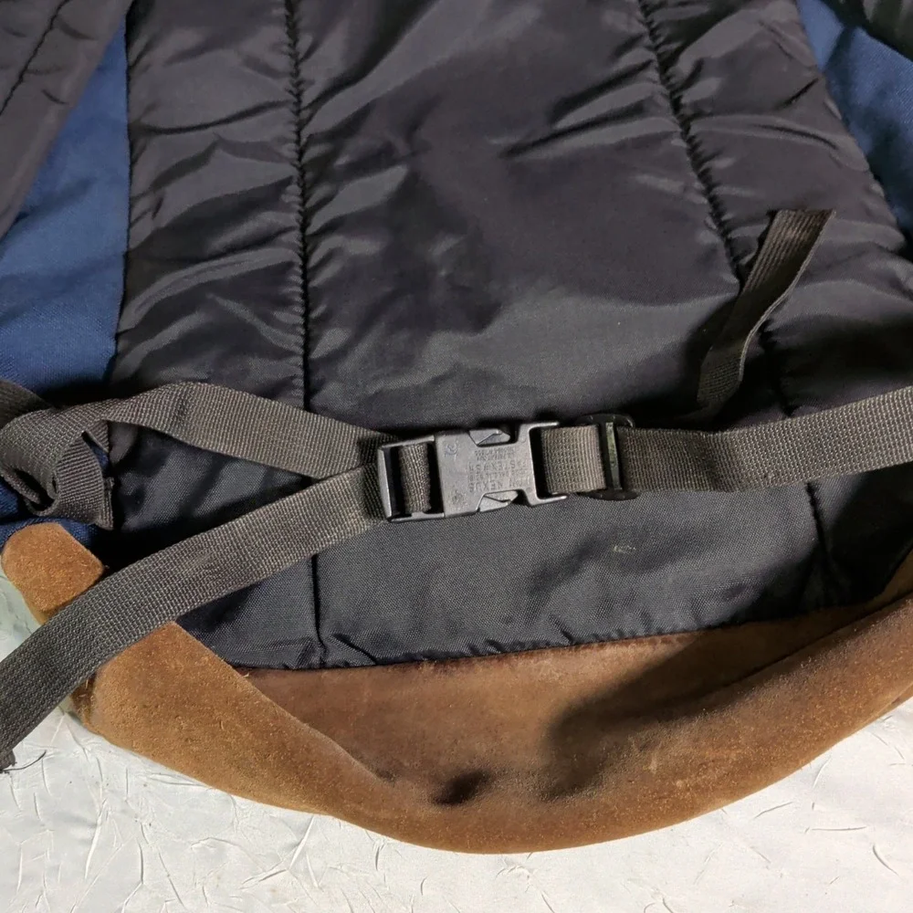 Vintage Jansport Backpack Suede Leather Bottom Retro 90's Book Bag Blue School